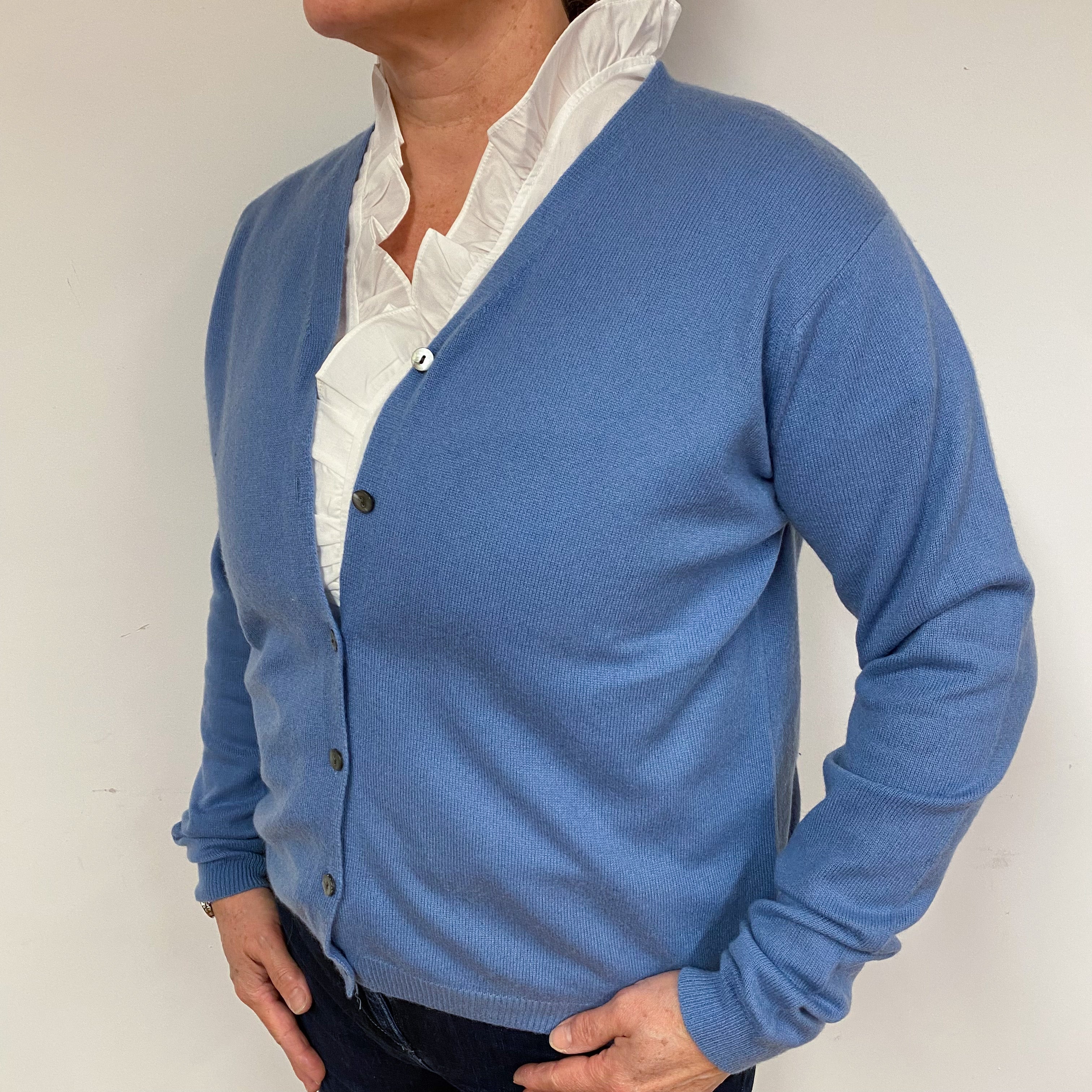 Air Force Blue Cashmere V-Neck Cardigan Large