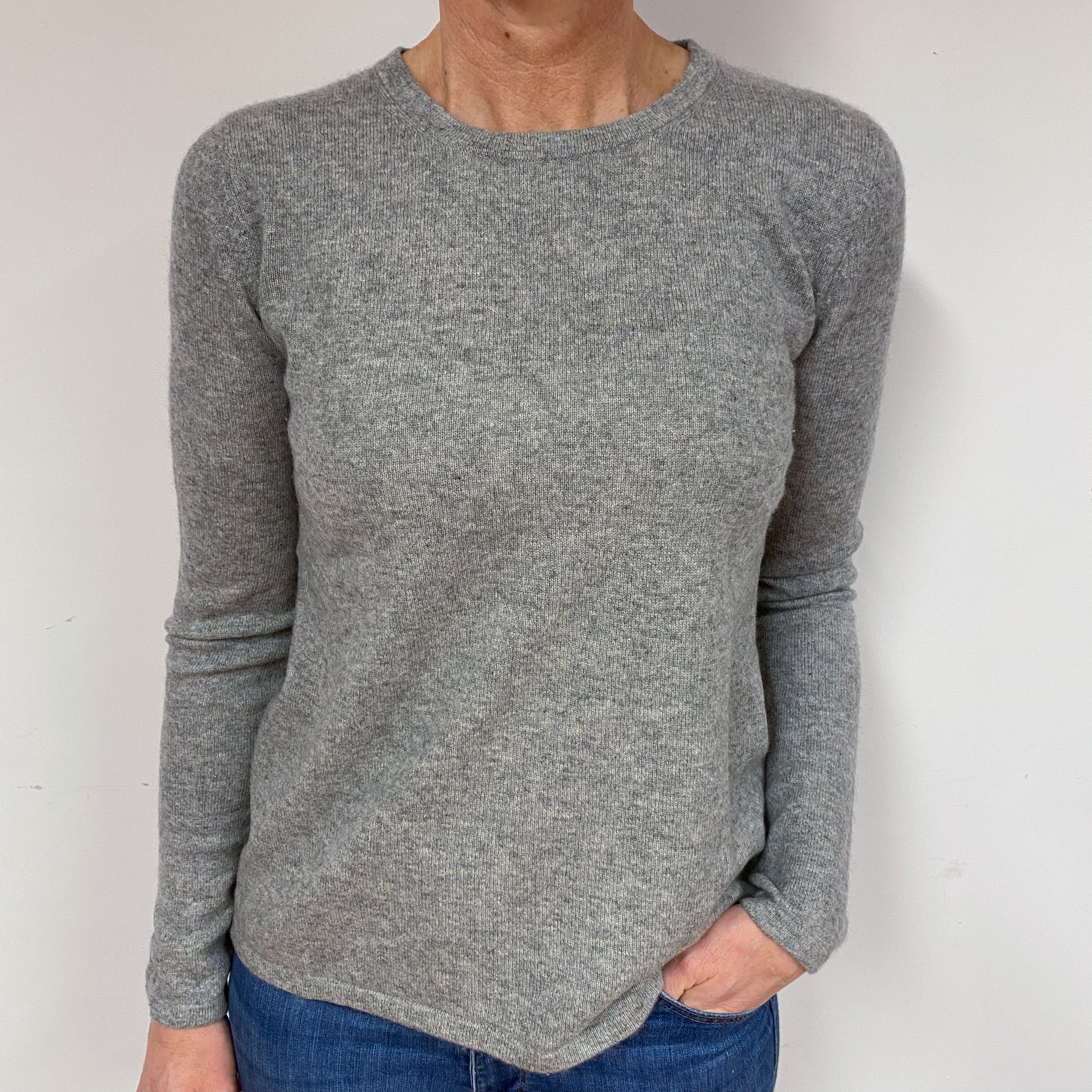 Ash Grey Cashmere Crew Neck Jumper Medium