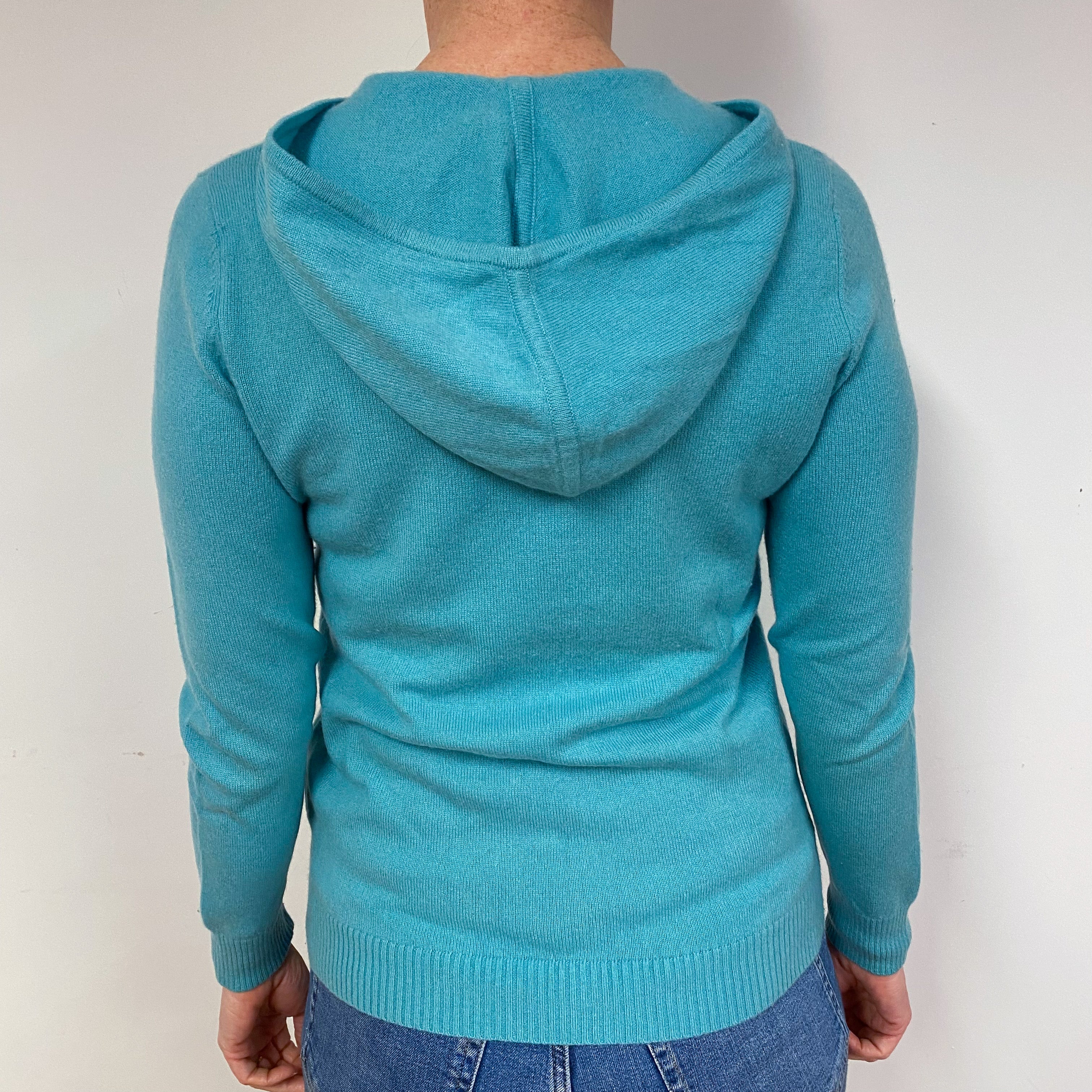 Aqua Blue Cashmere Hoodie Jumper Medium