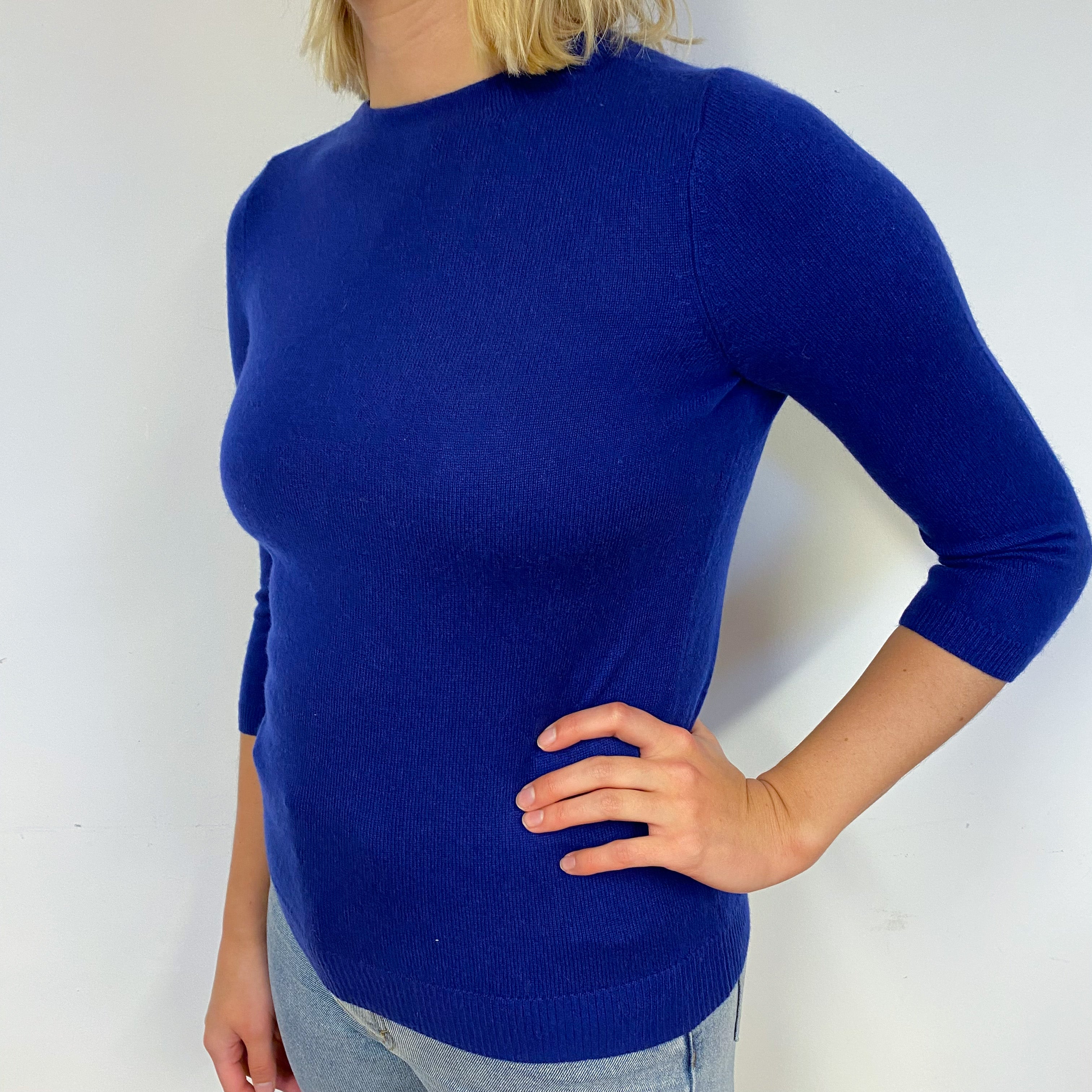 Admiral Blue Cashmere Crew Neck Jumper Small