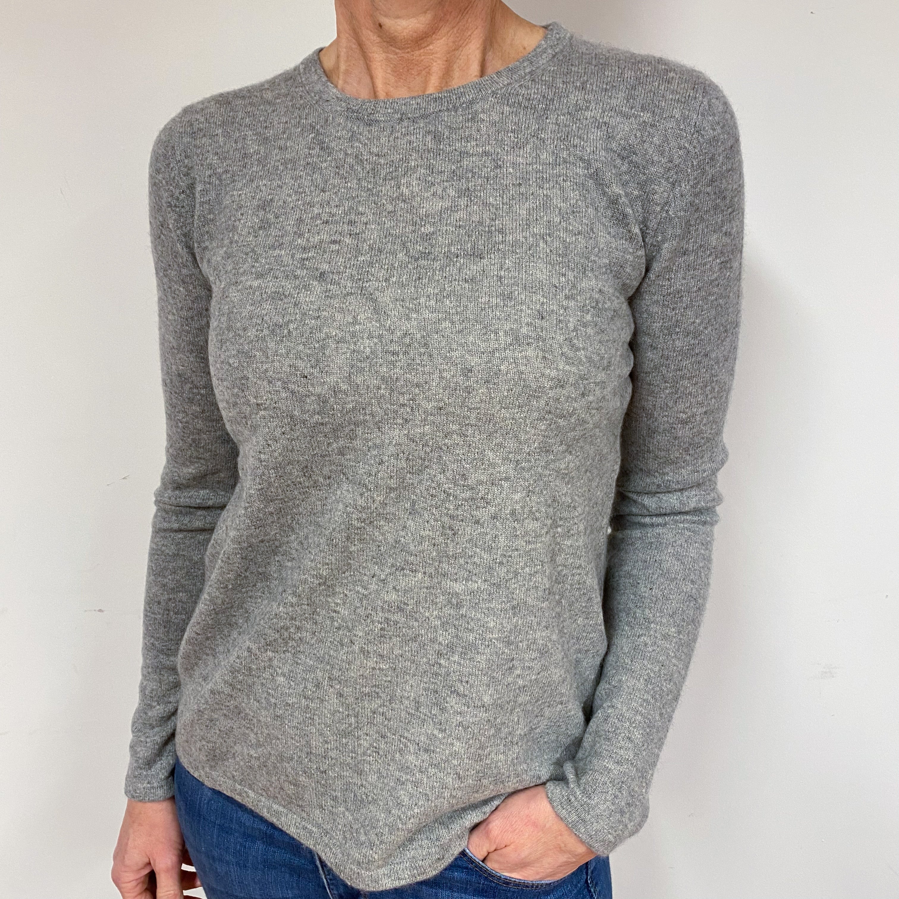 Ash Grey Cashmere Crew Neck Jumper Medium