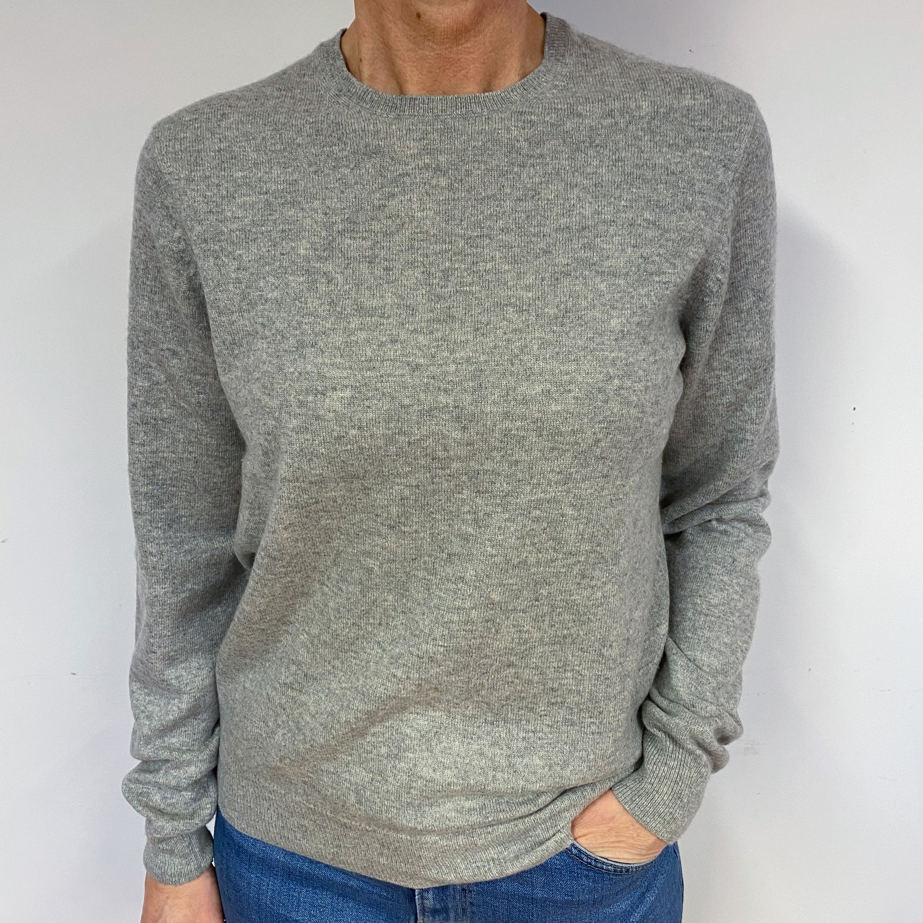 Ash Grey Cashmere Crew Neck Jumper Medium