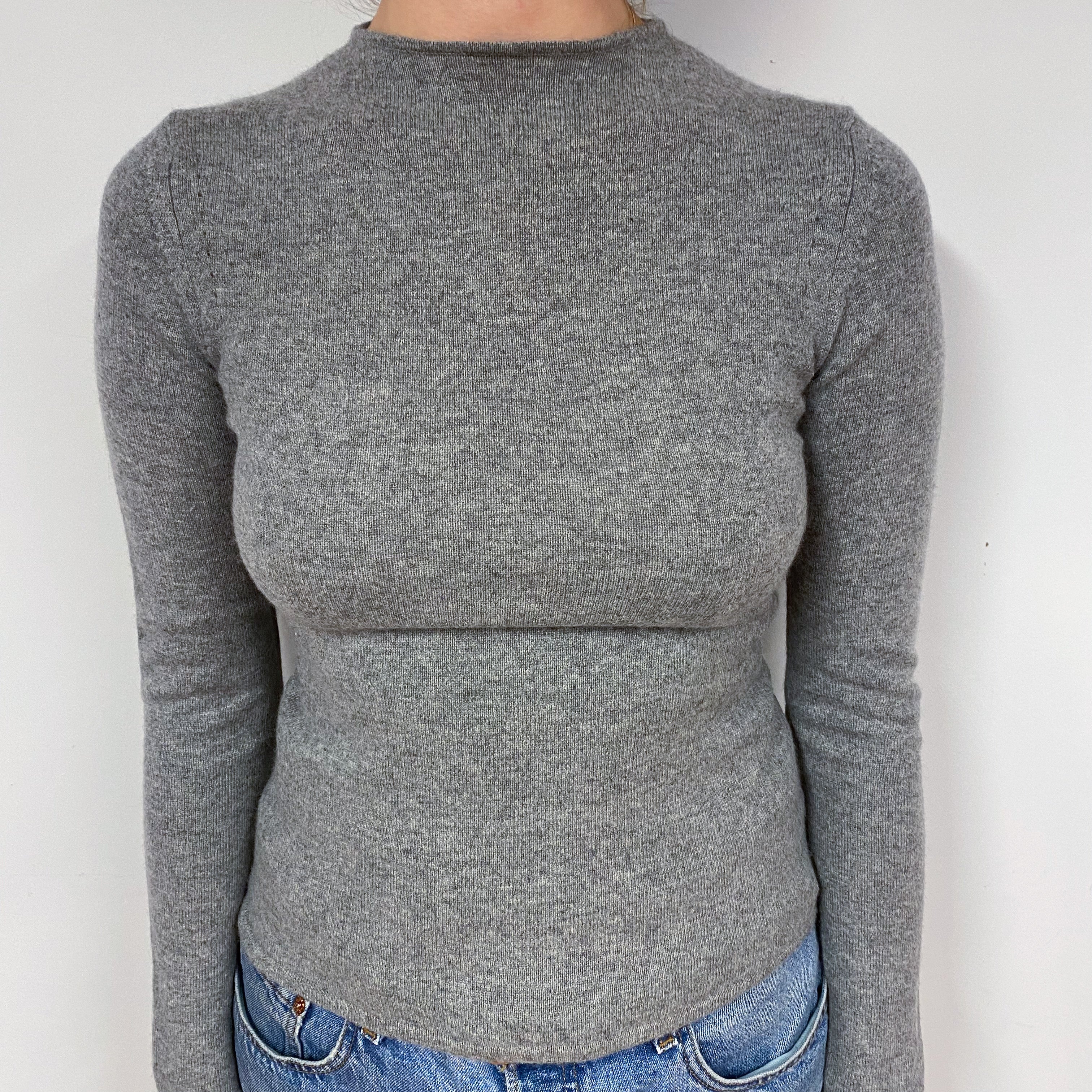 Ash Grey Cashmere Turtle Neck Jumper Small