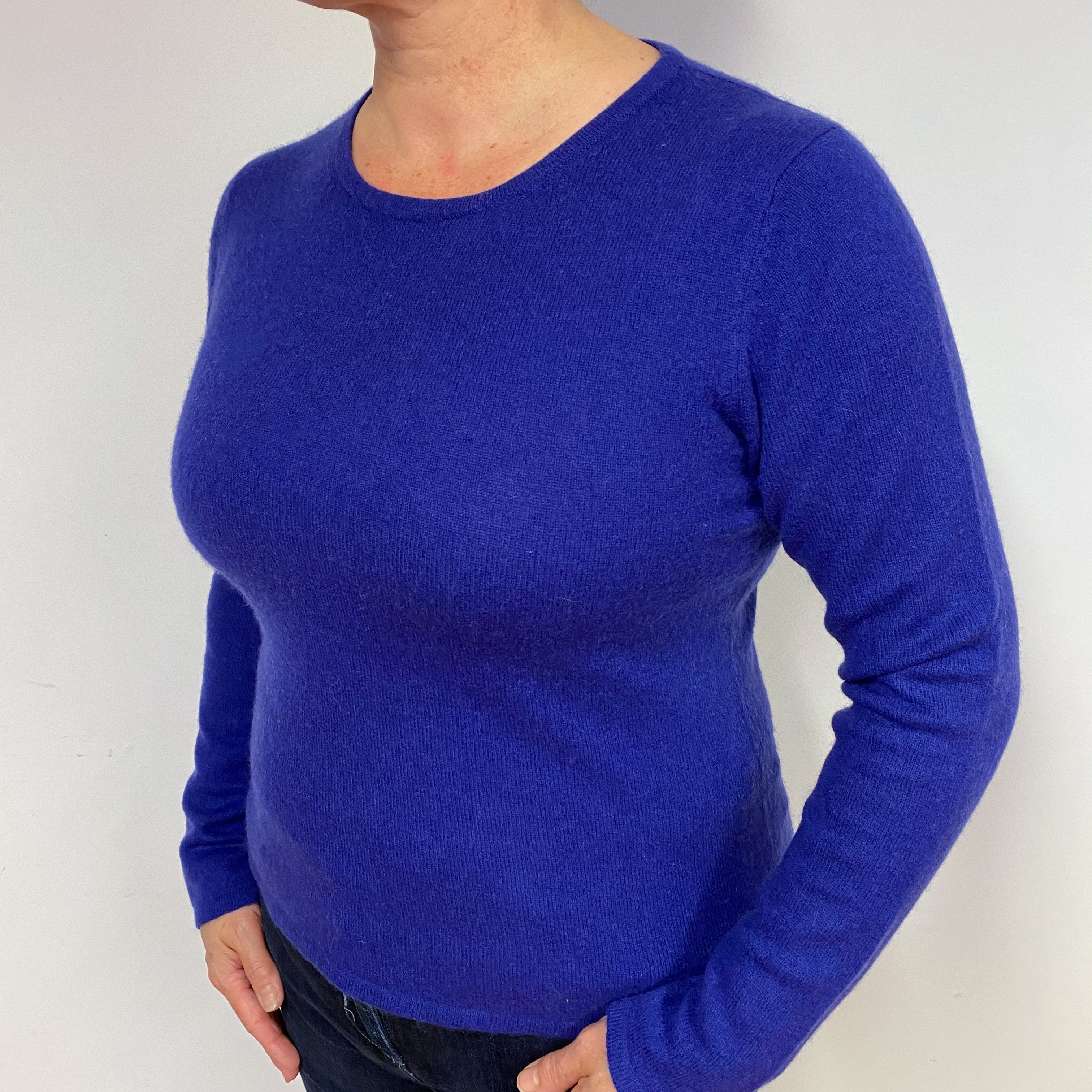 Admiral Blue Cashmere Crew Neck Jumper Large