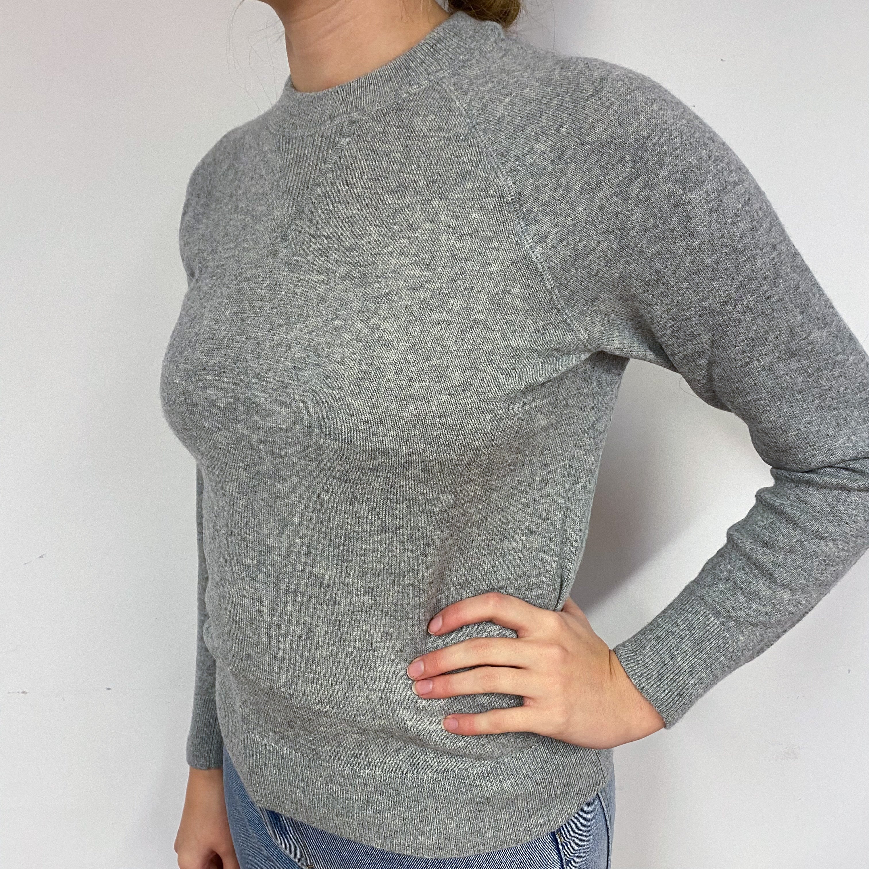 Ash Grey Cashmere Crew Neck Jumper Small