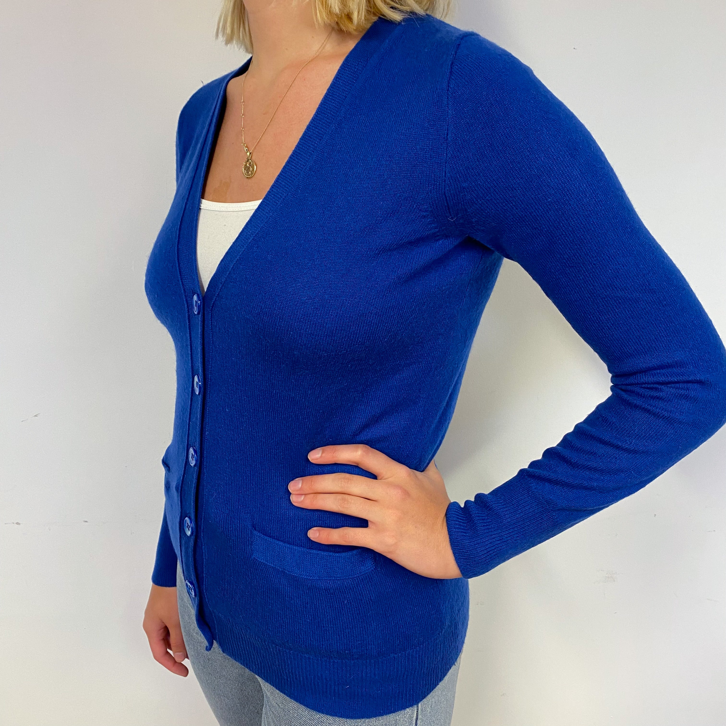 Admiral Blue Cashmere V- Neck Cardigan Small