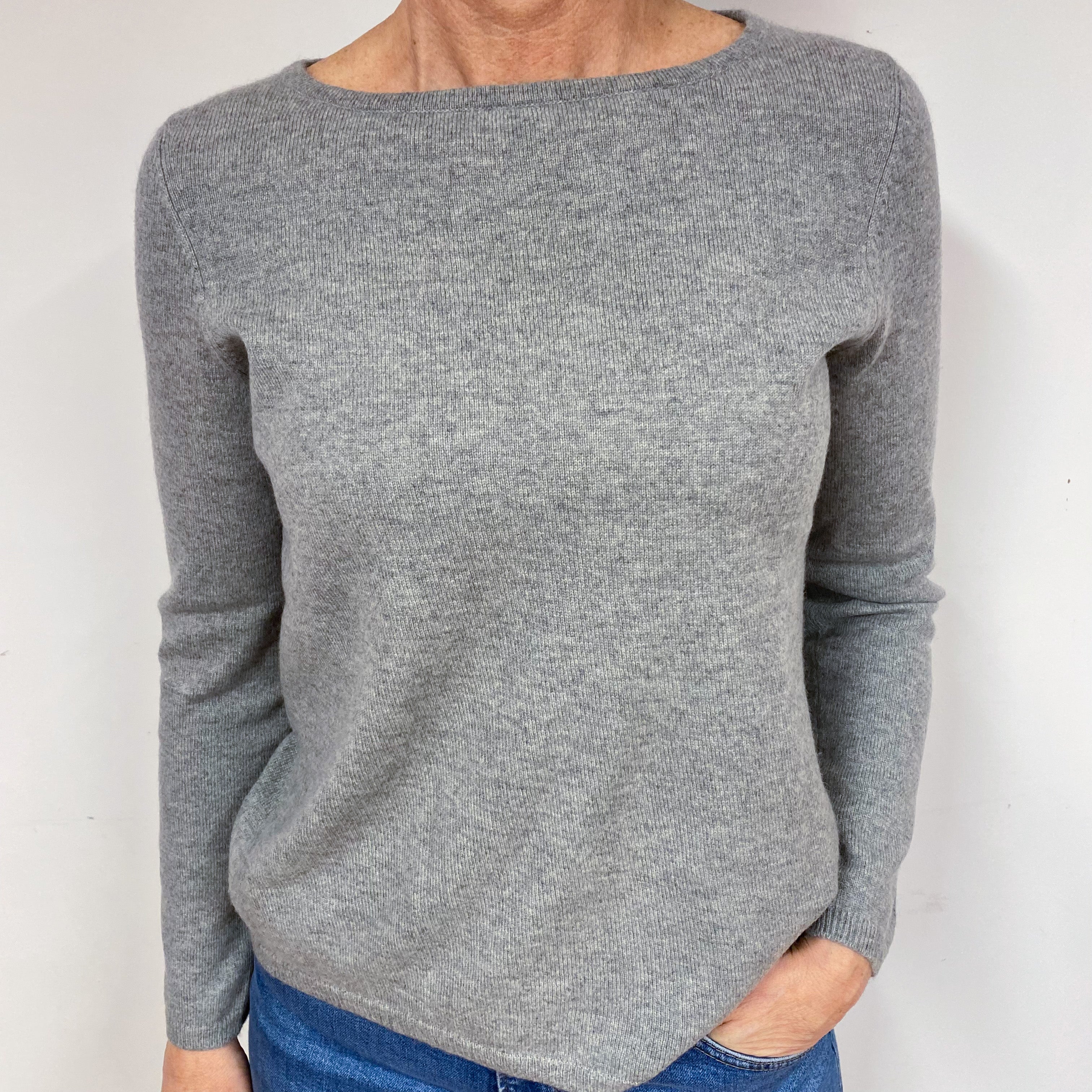 Ash Grey Cashmere Crew Neck Jumper Medium