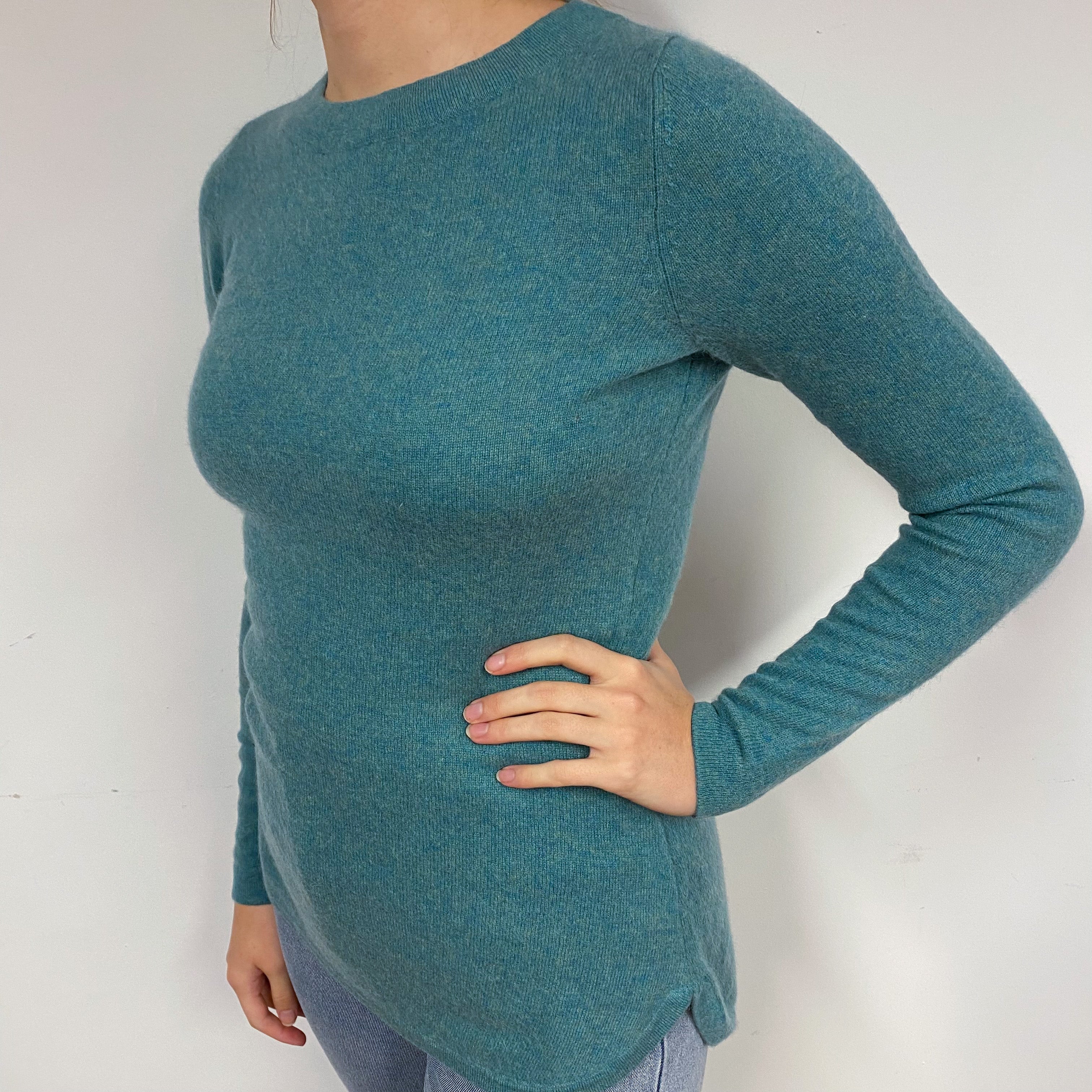 Aqua Green Cashmere Crew Neck Jumper Small