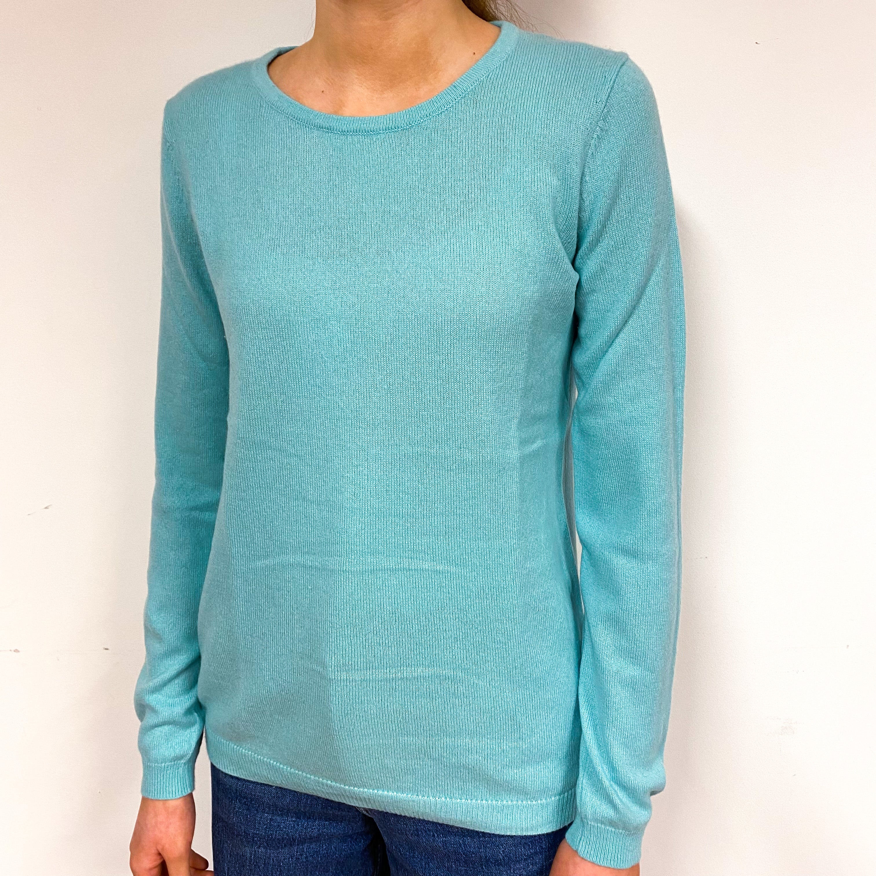 Aqua Green Cashmere Crew Neck Jumper Extra Small