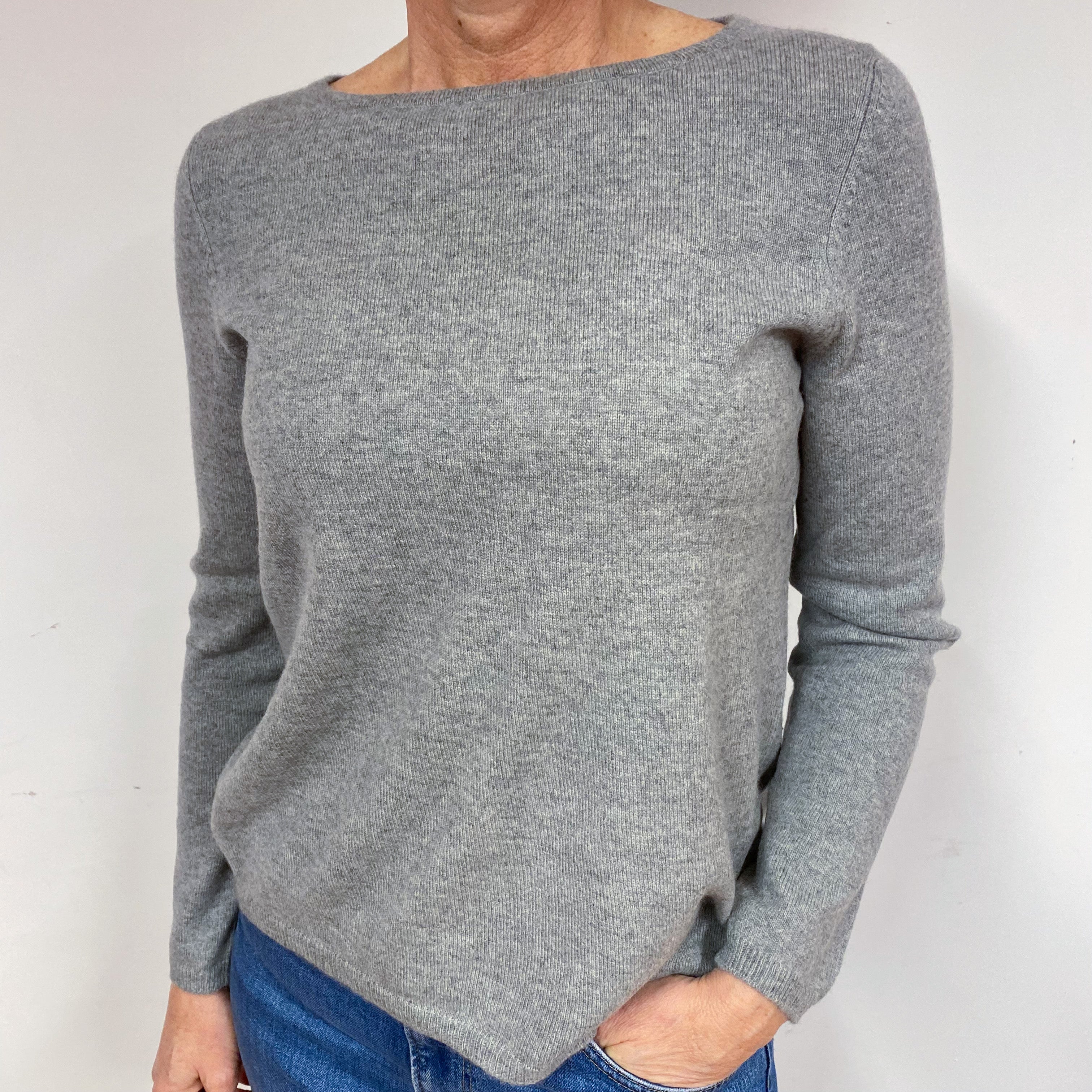 Ash Grey Cashmere Crew Neck Jumper Medium