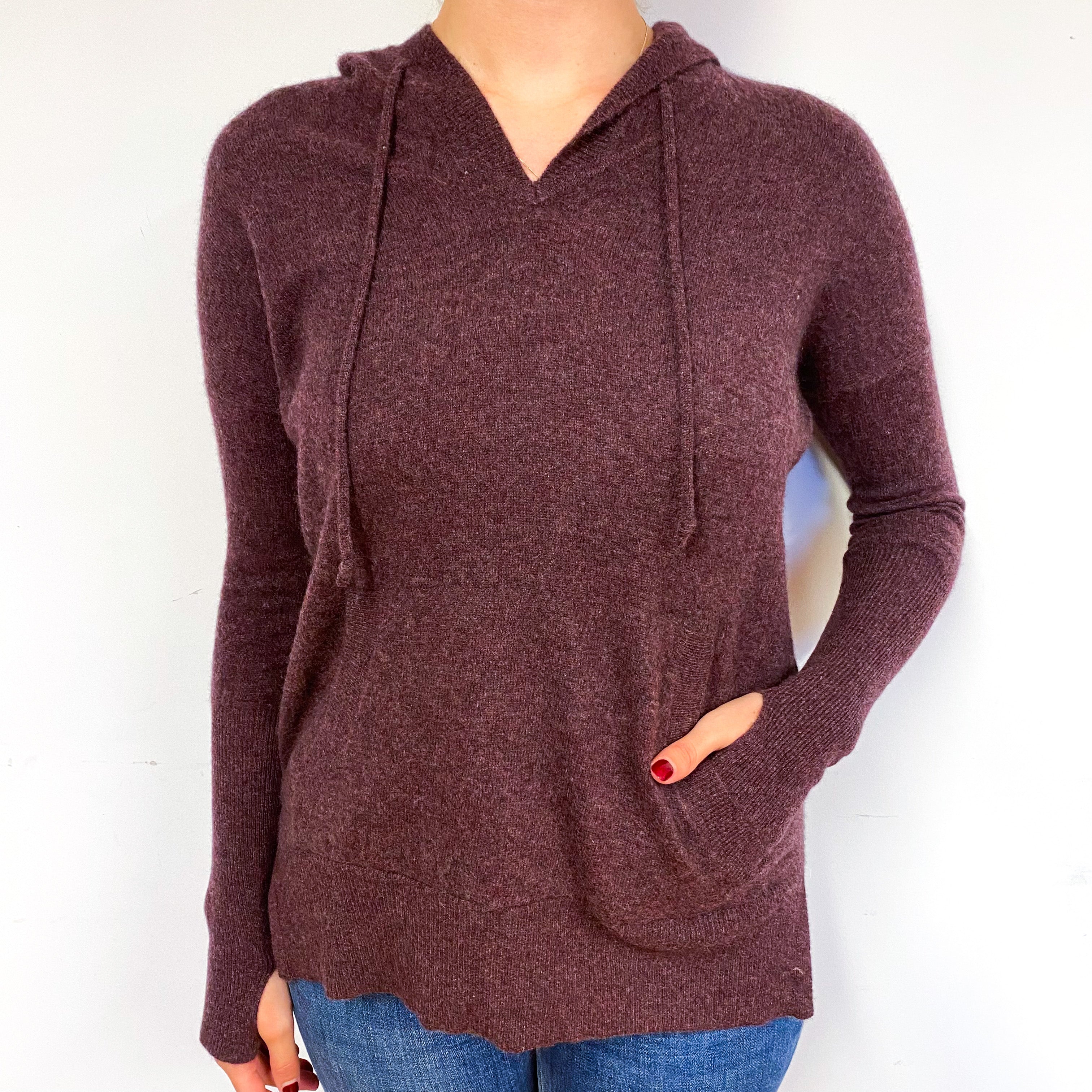 Aubergine Purple Cashmere Hoodie Jumper Small