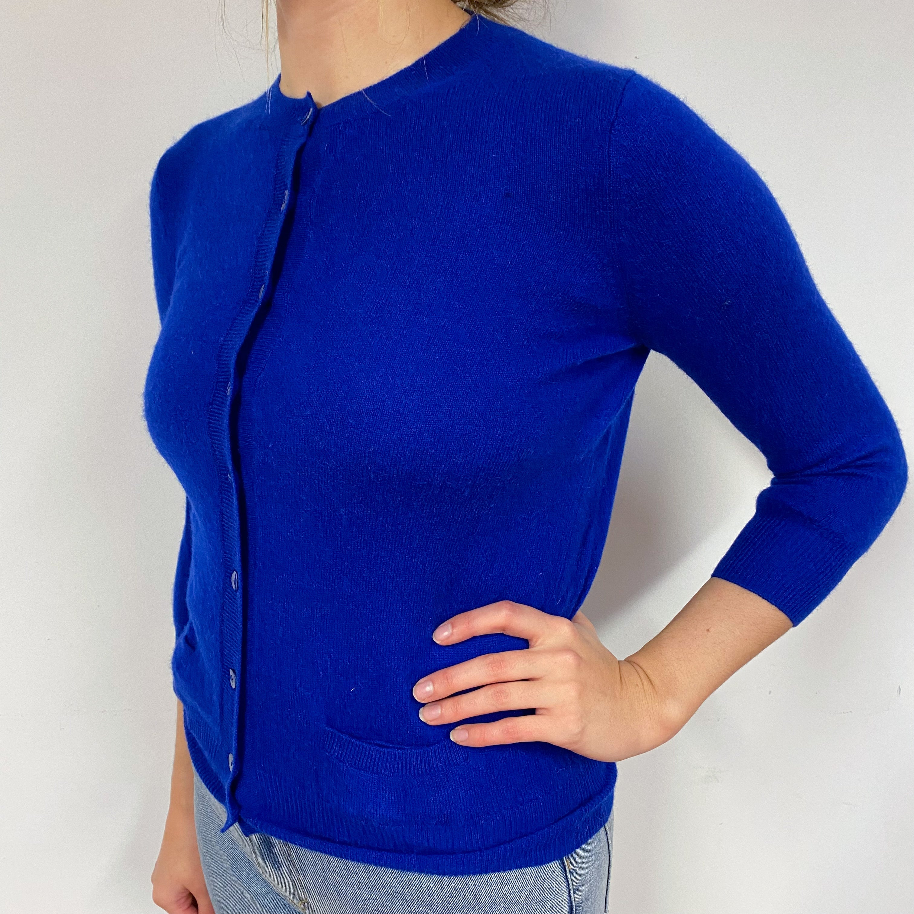 Admiral Blue Cashmere Crew Neck Cardigan Small