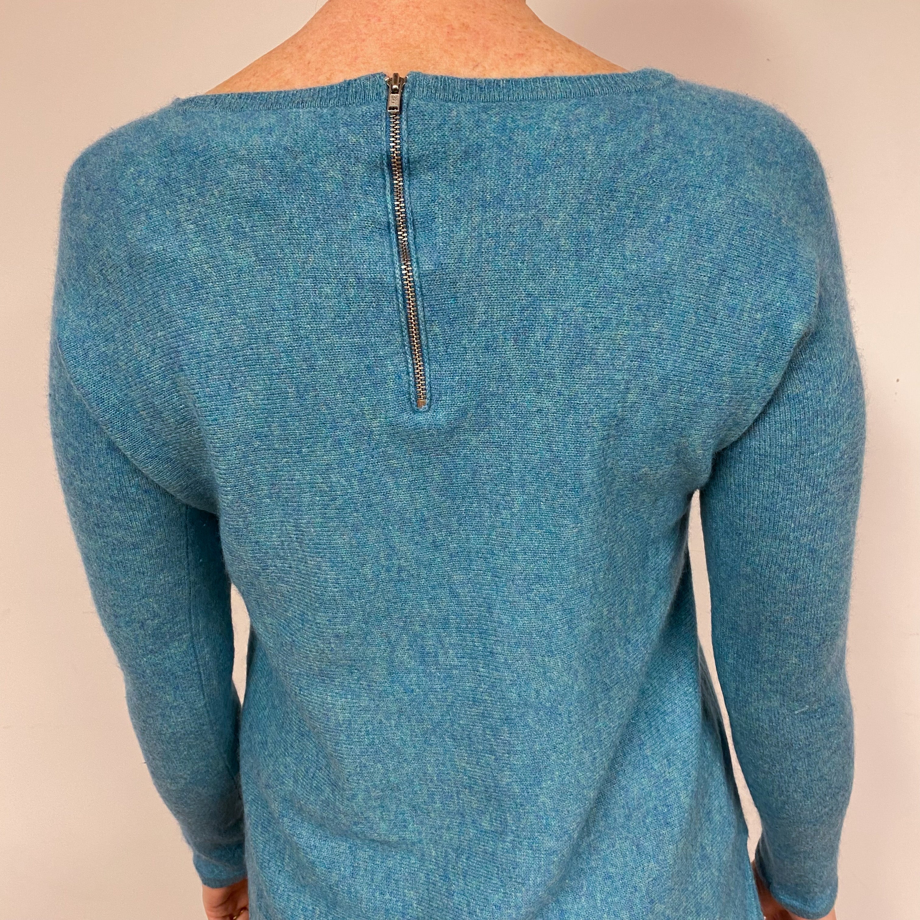 Aqua Blue Cashmere Crew Neck Jumper Medium