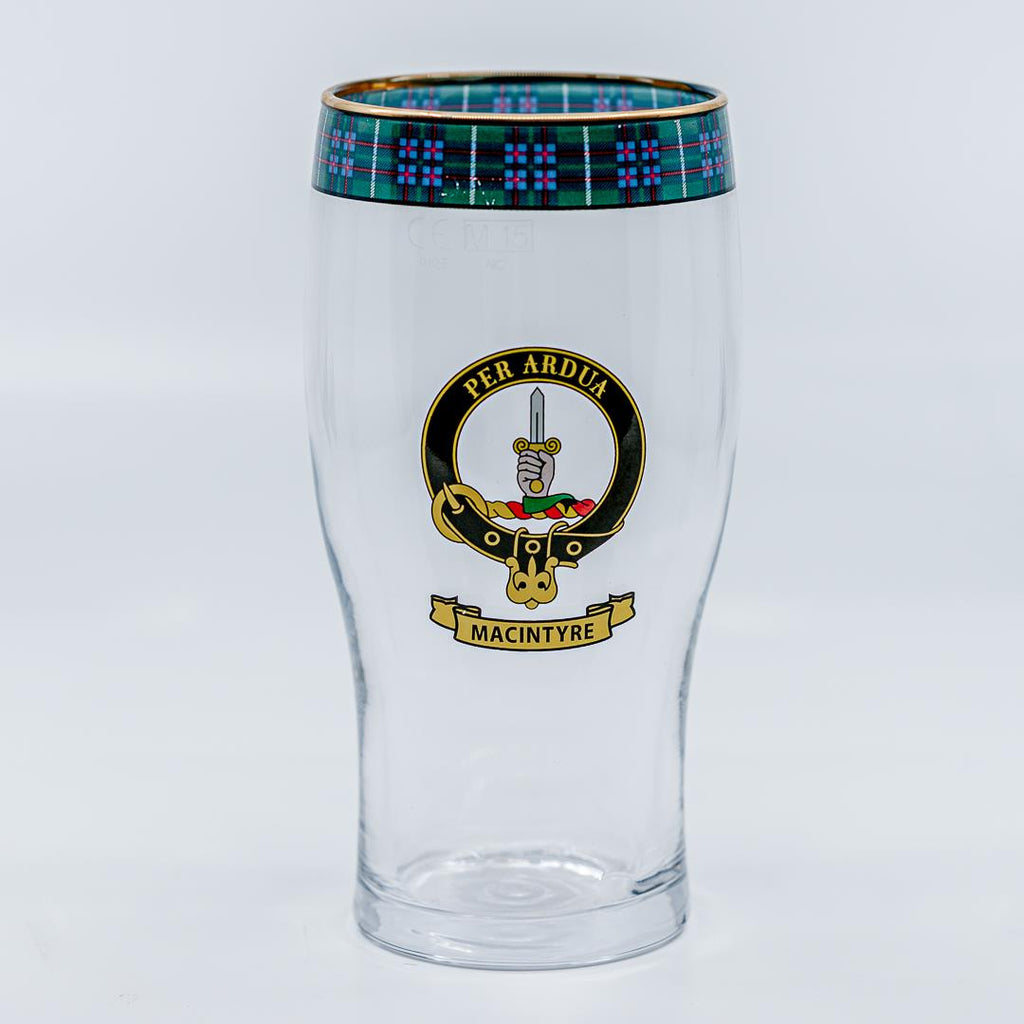 Macintyre Clan Crest Pint Beer Glass Scottish Shop Macleods