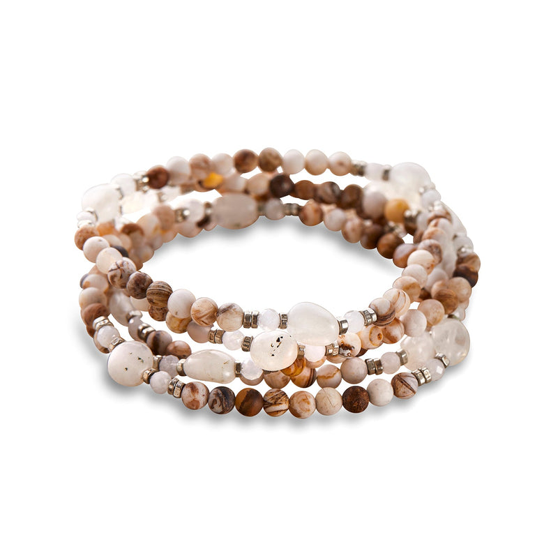 Yoga Jewelry - Mala Beads Bracelets - Silver and Sage - Gaiam