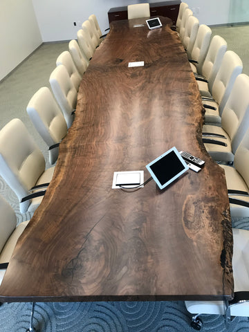 Live Edge Claro Walnut Conference Table