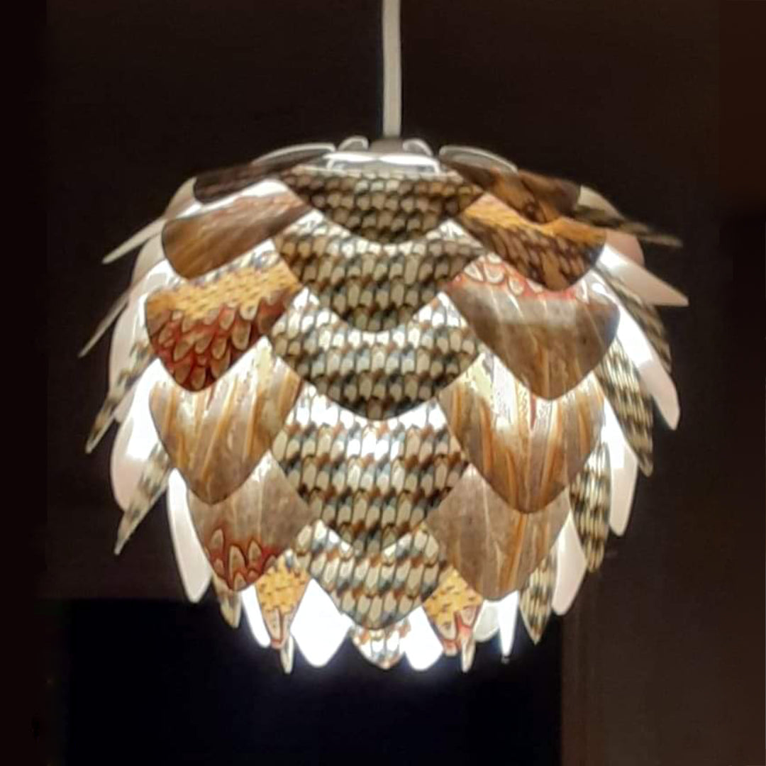 Lampshade Made from Fabric Cutouts
