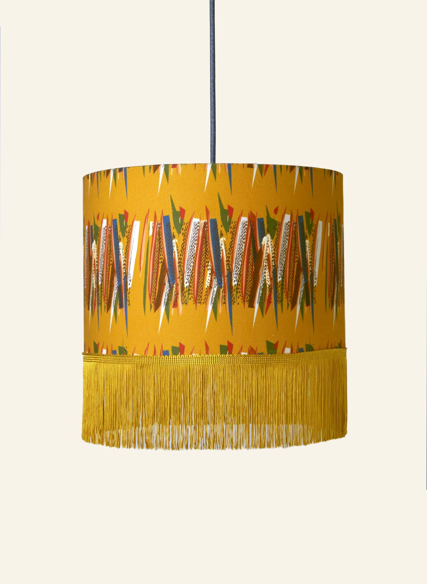 mustard feather lampshade