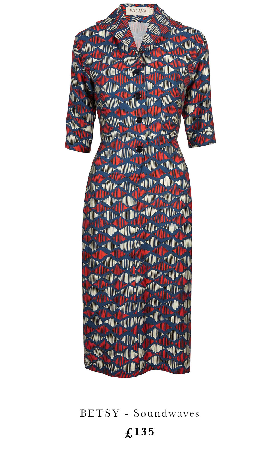 Betsy Soundwaves vintage print dress 