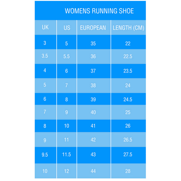 Women's Running Shoes Size Chart