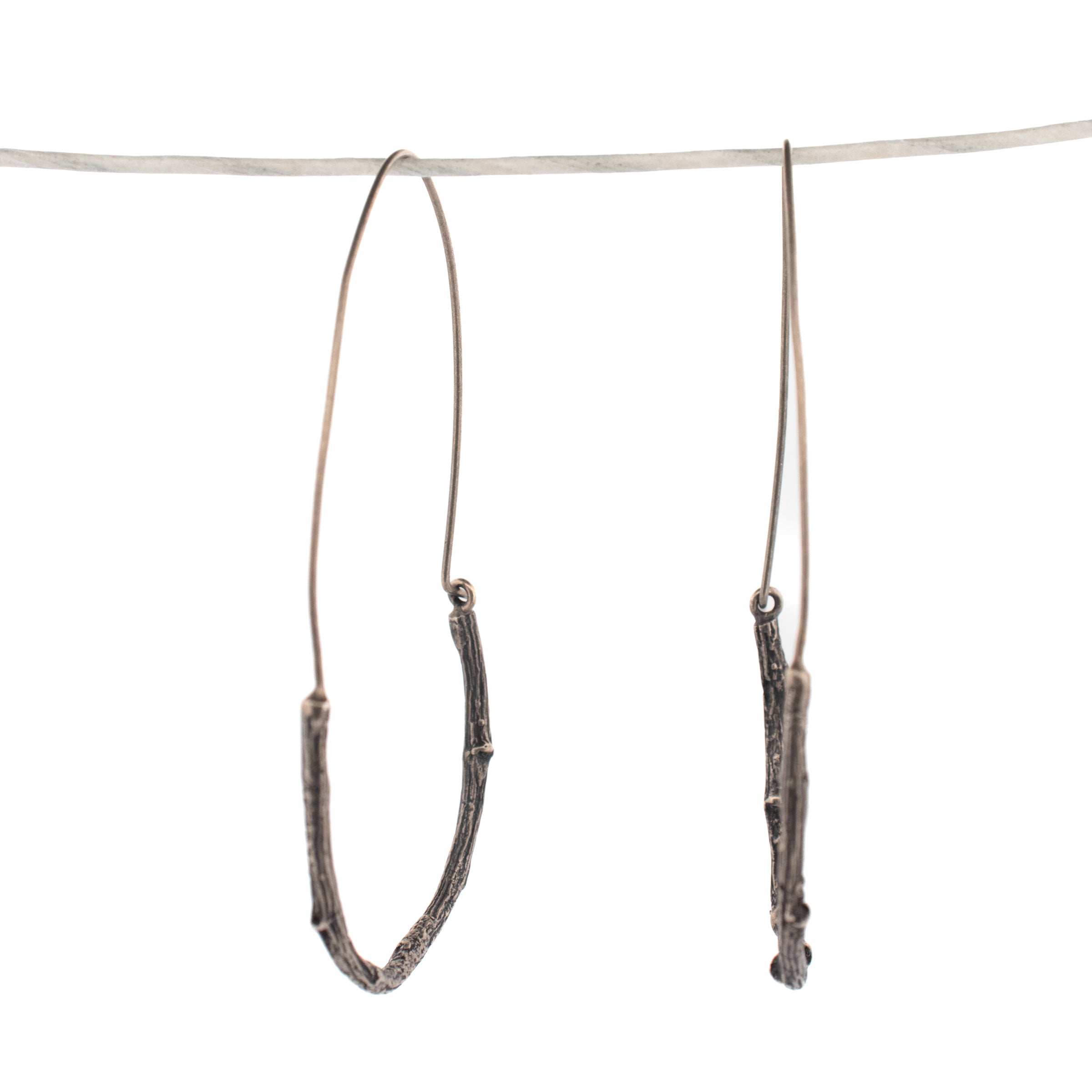 sterling silver twig loop hoop earrings