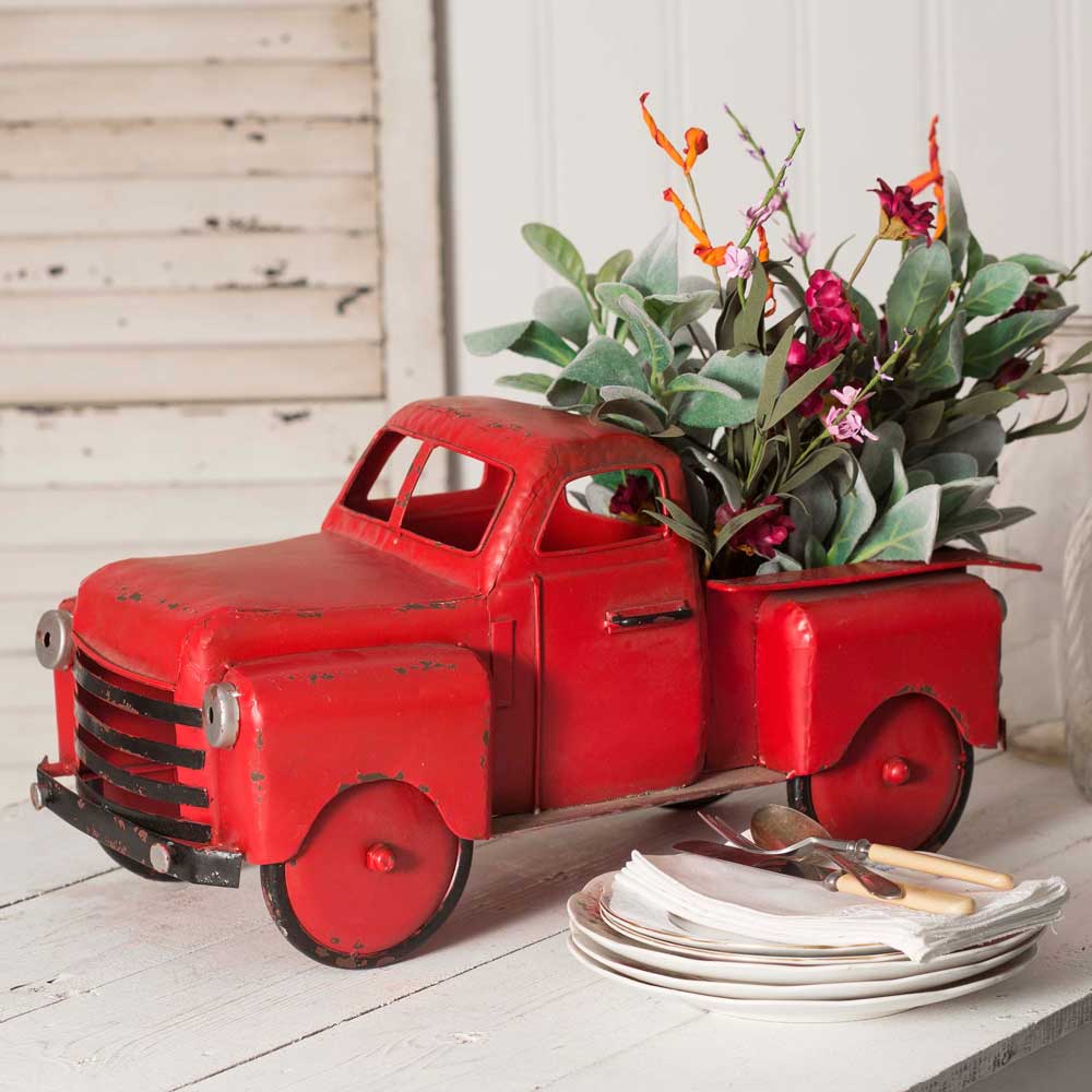 vintage metal red truck