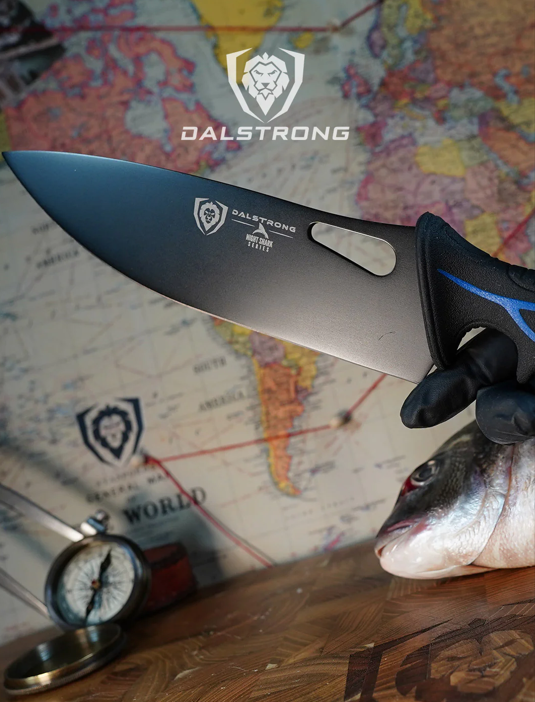 A close-up photo of the Chef's Knife 8" | Night Shark Series | NSF Certified | Dalstrong