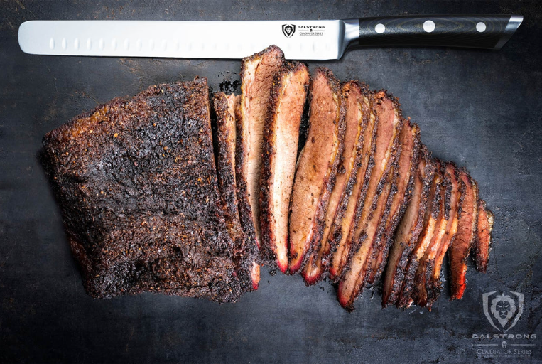 Slicing & Carving Knife 10" | Gladiator Series | NSF Certified | Dalstrong with a sliced brisket.