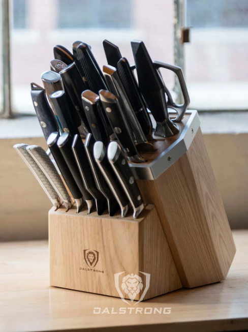 Deluxe Universal Knife Block with Slots Bamboo Knife Holder