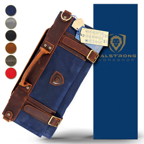 Nomad Knife Roll - 12oz Heavy Duty Canvas & Leather - Dalstrong Blue