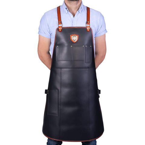 herniaquestions Professional Chef's Kitchen Apron - The Culinary Commander Top-Grain Leather