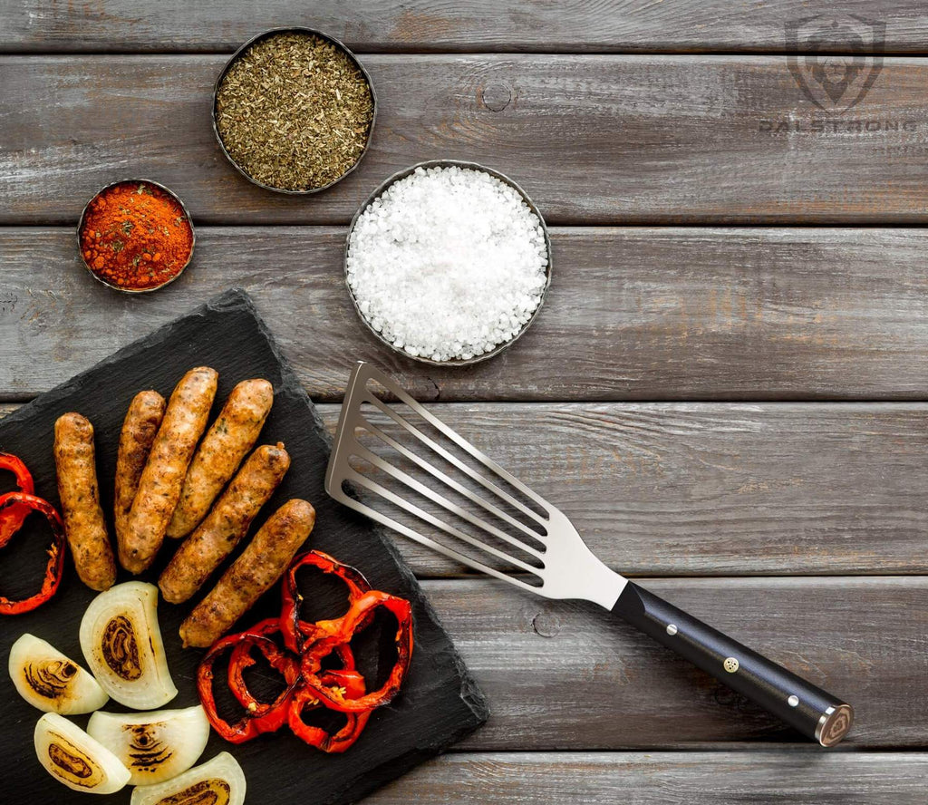 fish spatula beside prepared foods