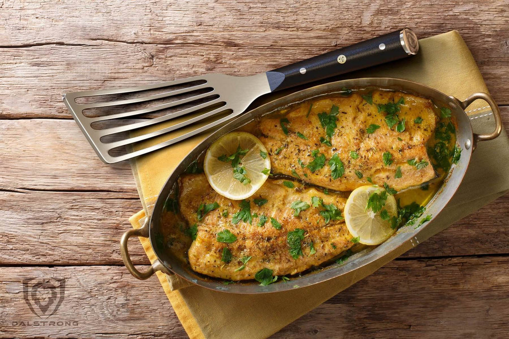 fish spatula beside oven baked fish