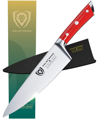 Dalstrong Gladiator Series 8" Chef Knife with Crimson Red Handle