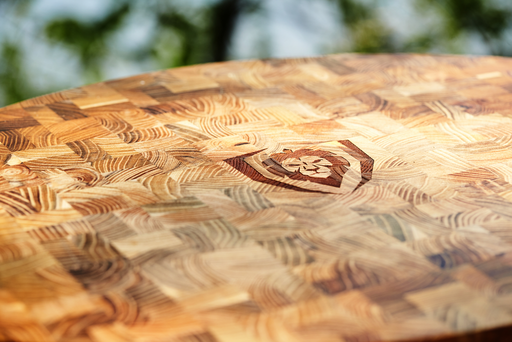 Handcrafted Small Teak Wood Cutting Board in Light Brown, 'Home Flavors