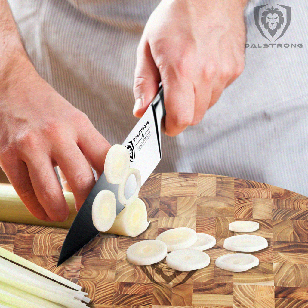 chef knife cutting leaks on teak wood cutting board