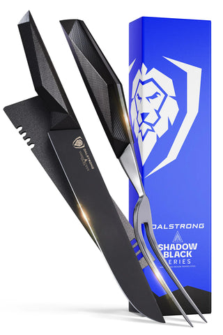 Carving Knife & Fork Set 9" | Shadow Black Series | NSF Certified | Dalstrong