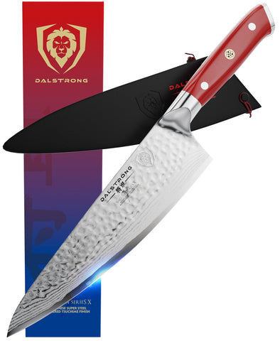 Shogun Series X 8" Chef Knife with Crimson Red Handle