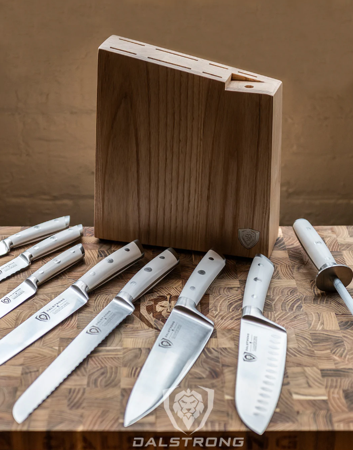 14-Pieces Damascus Kitchen Knife Set with Rubber Wood Block and