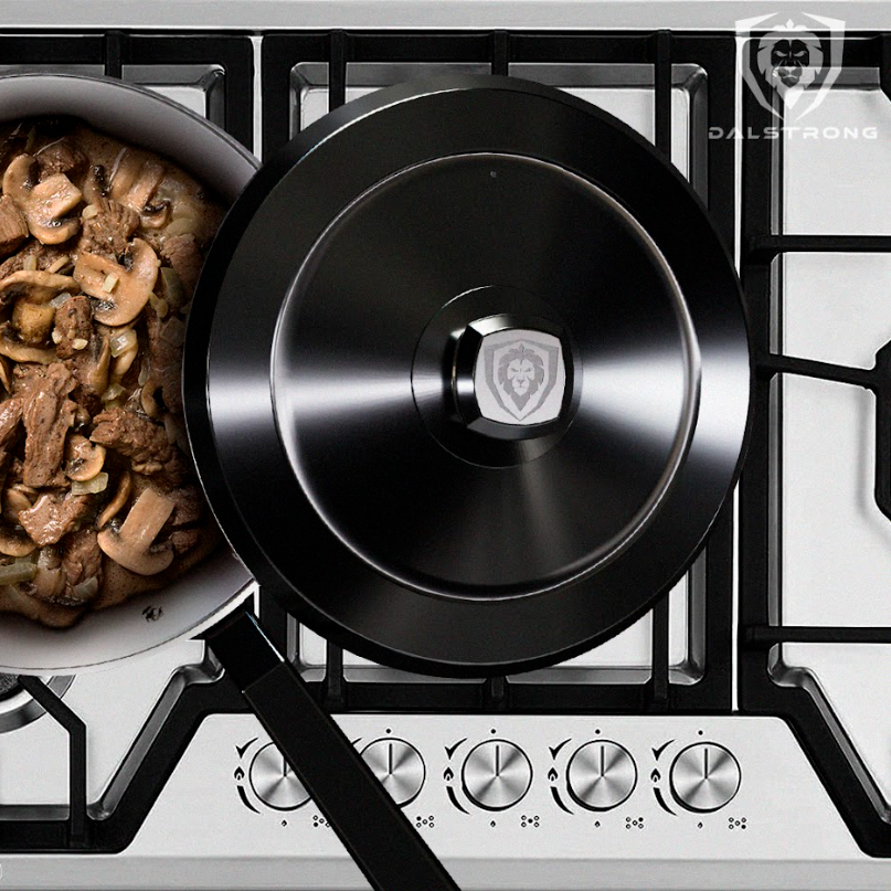 Cooking beef stroganoff using the 10" Frying Pan & Skillet Hammered Finish Black Avalon Series Dalstrong