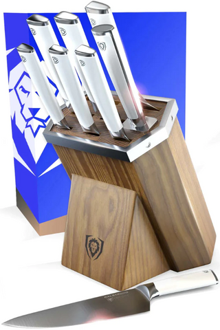 8-Piece Knife Block Set White Handle | Vanquish Series | NSF Certified | Dalstrong