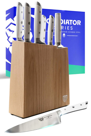 8-Piece Knife Block Set White Gladiator Series | Knives NSF Certified | Dalstrong