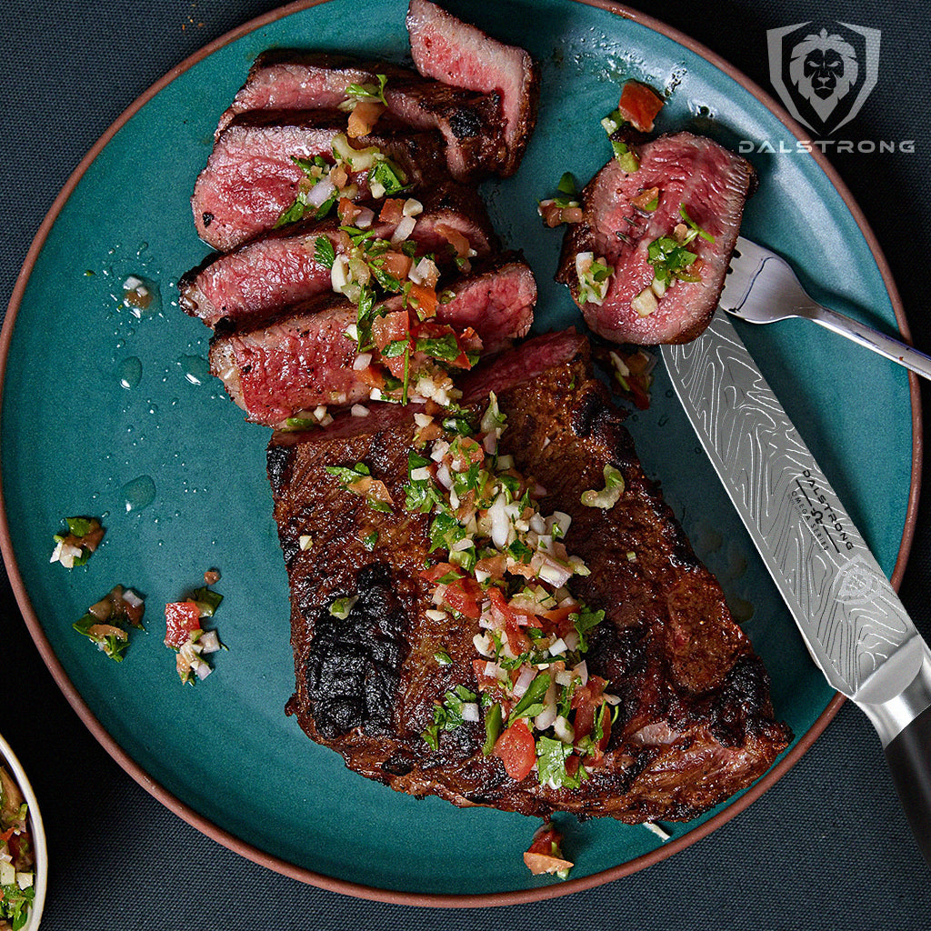 Sirloin Tip Steak Cooked and Plated with Dalstrong Omega Steak knife