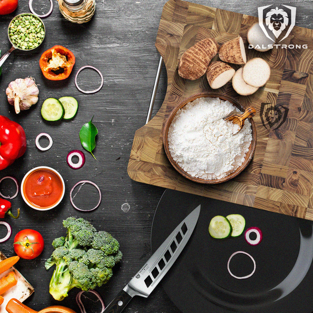 gravy ingredients around a cutting board