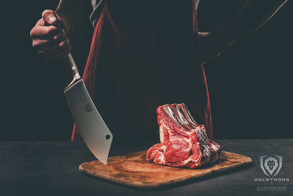 man cutting a prime rib