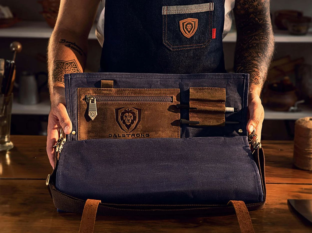 12oz Heavy Duty Canvas & Leather Blue | Nomad Knife Roll | Dalstrong