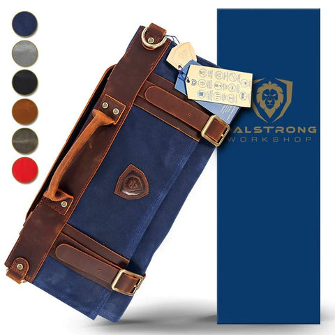 12oz Heavy Duty Canvas & Leather | Blue | Nomad Knife Roll | Dalstrong 