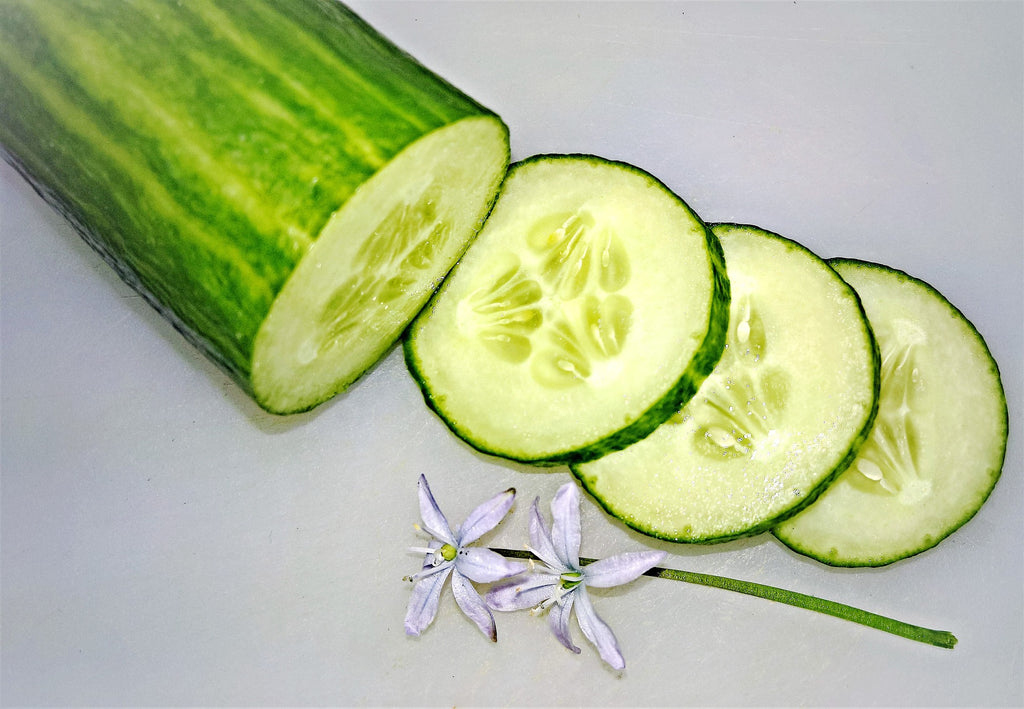 A photo of cucumber slices.