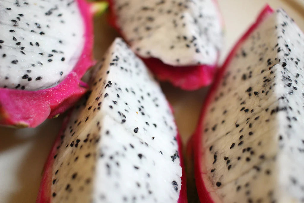 Slices of dragon fruits.