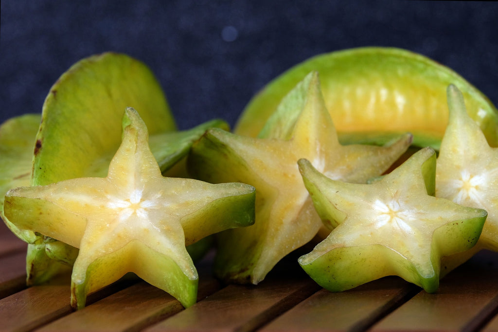 A close-up photo of star fruit.